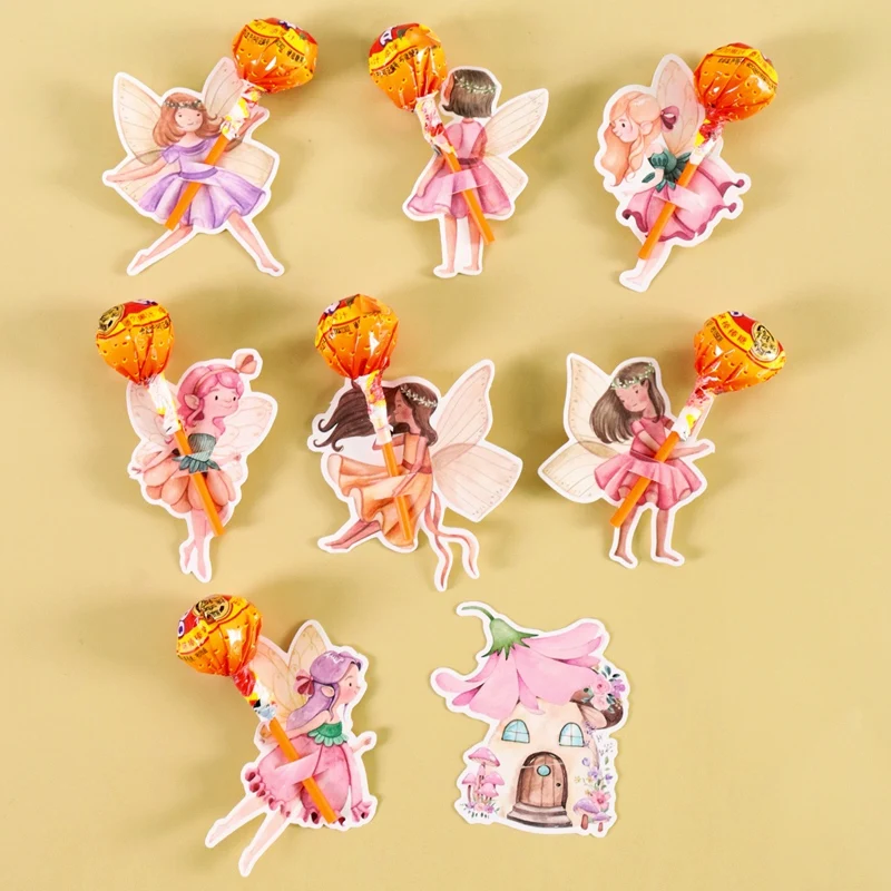 48 Tarjetas Porta Dulces con Diseño de Hadas para Envolver Dulces, Regalo para el Día del Niño, Decoración para Fiestas de Cumpleaños con Temática de Hadas