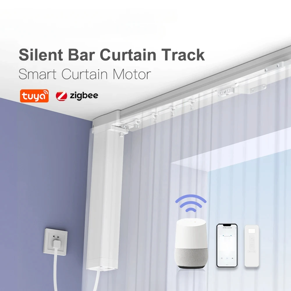 Smart Home Automated Curtain Track Motorized Silent Curtain Track System with WiFi Motor