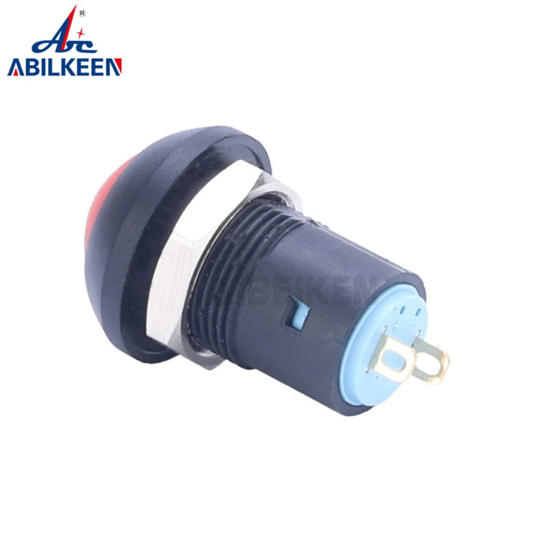 ABILKEEN Special Offer 12MM Red Domed Round Head Self-Return Type Plastic Push Button 1NO with 2 Pin Solder Terminal image 5