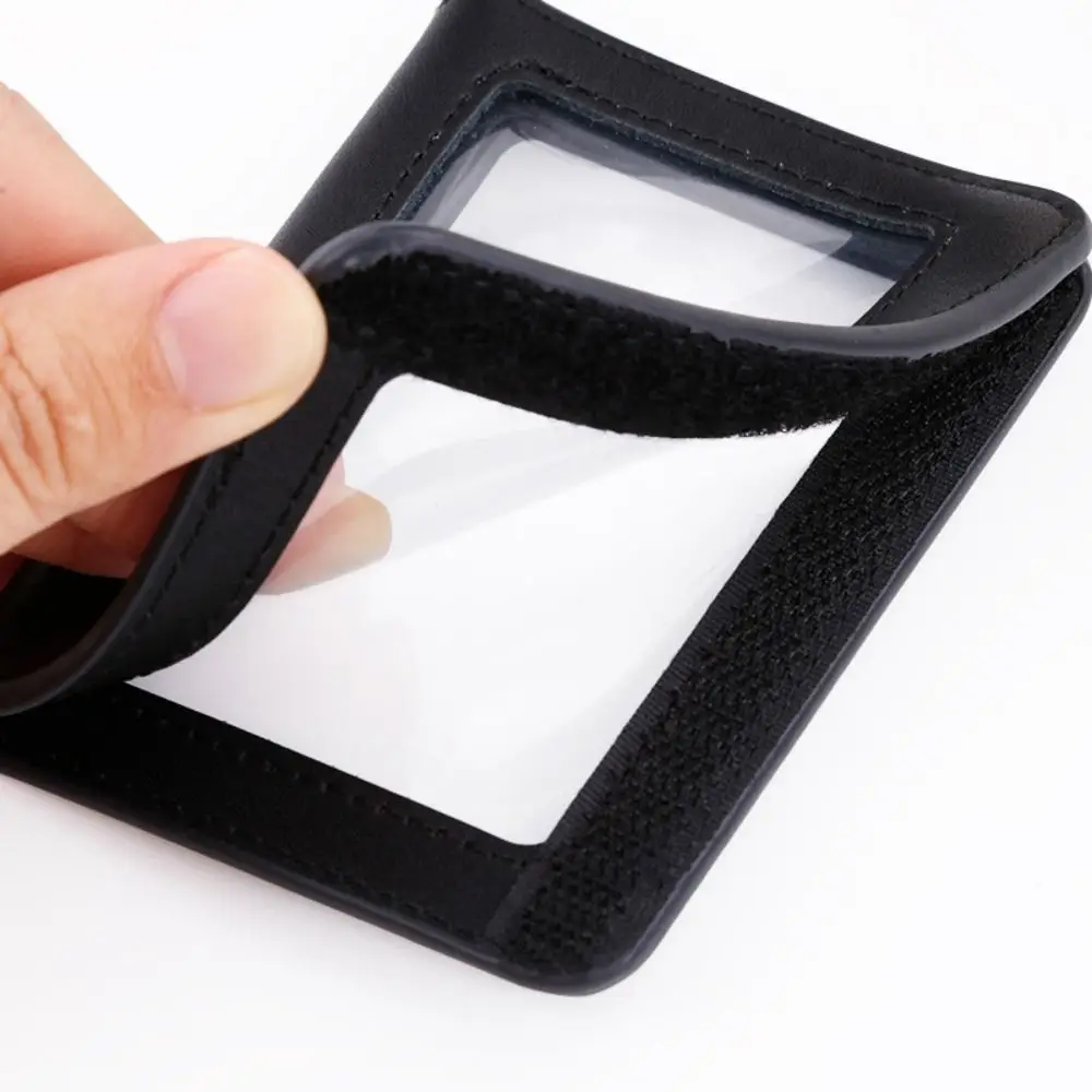 Double-Sided Leather Card Cover Badge Clip With Neck Strap ID Card Holder Card Case Clear Leather Badge Holder Work Bank Card