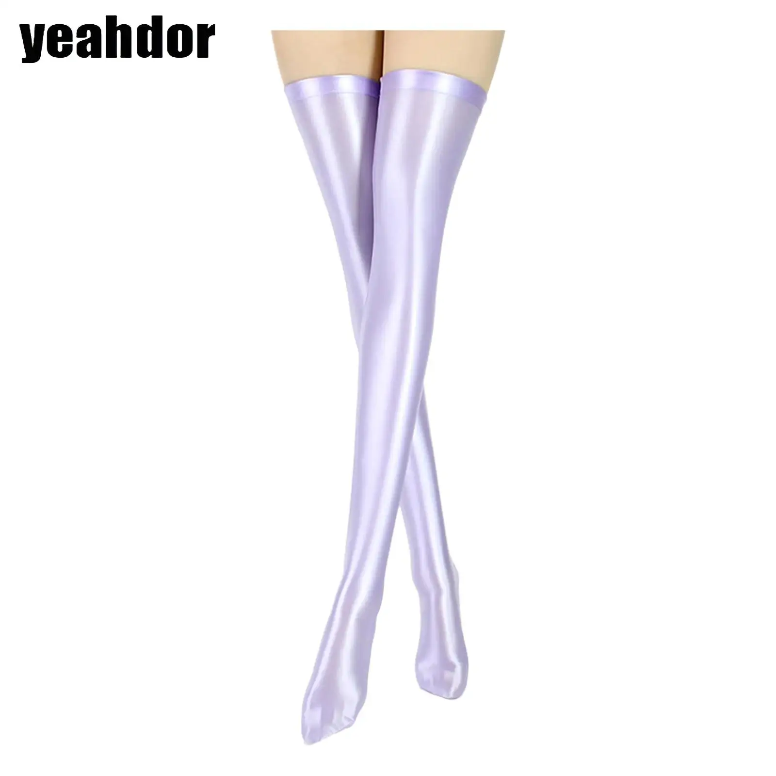 

Сексуальные японские чулки до бедра, однотонные масляные блестящие гладкие чулки с противоскользящими силиконовыми гольфами, женские гольфы