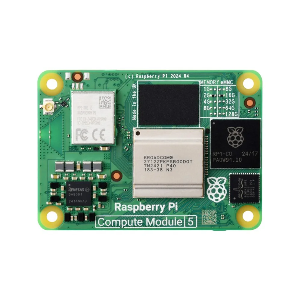 وحدة حساب Raspberry Pi 5 توفر قوة Raspberry Pi 5 في خيارات عامل الشكل المدمجة لذاكرة الوصول العشوائي / eMMC / اللاسلكي