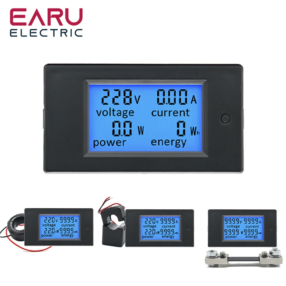 20A 100A AC 80-260V DC 6.5-100V Digital LED Display Voltmeter Ammeter Wattmeter Power Energy Meter 12V 24V 110V 220V Volt Tester