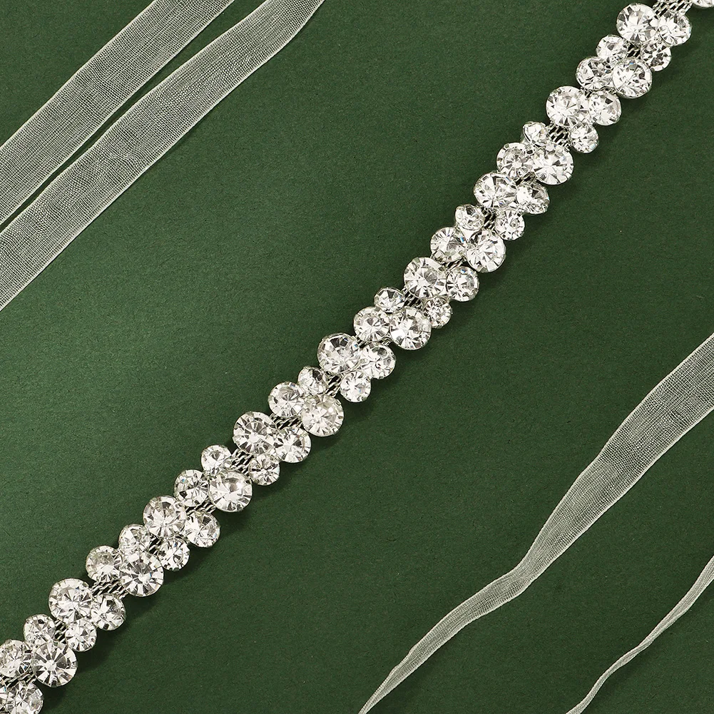 Efily Luxury Thin Rhinestone Bridal Belt Ribbon Women Crystal Bright Party Belt Sash Wedding Accessories Dress Bridesmaid Gift