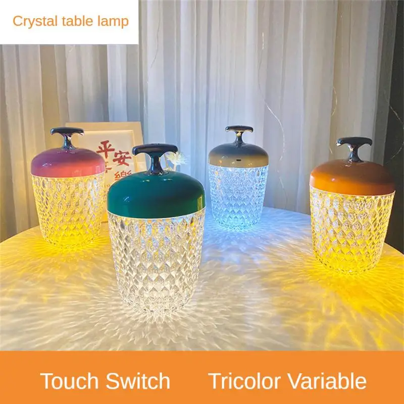 

Crystal Table Lamp Portable Stepless Three-gear Dimming Creative Small Night Lamp Romantic Warm Atmosphere Lamp In Bedroom Home