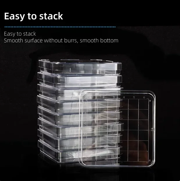 SAIDKOCC 10pcs/lot 10×10cm Lab Sterile Plastic Square Petri Dishes with With Grid Line Culture Plates Bacterial Yeast