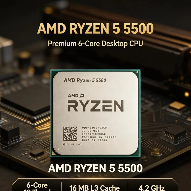 Ryzen 5 5500 R5 5500 Gaming Processor 7NM 6‑Core 12‑Thread 65W TDP L3 16MB Socket AM4 DDR4 For PC Assembly No Fan