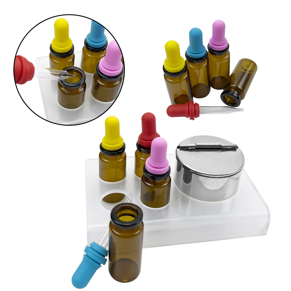 6Pcs/Set Travel Portable Eye Drop Amber Glass Aromatherapy Liquid Pipette Bottle Refillable Dental Medicine Dispensing Bottles