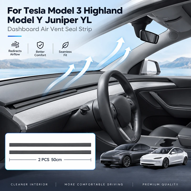 For Tesla Model YL Model 3 Highland Model Y Juniper 2017‑2026 Dashboard Air Vent Seal Strip Wind Cold Strip Car Accessories