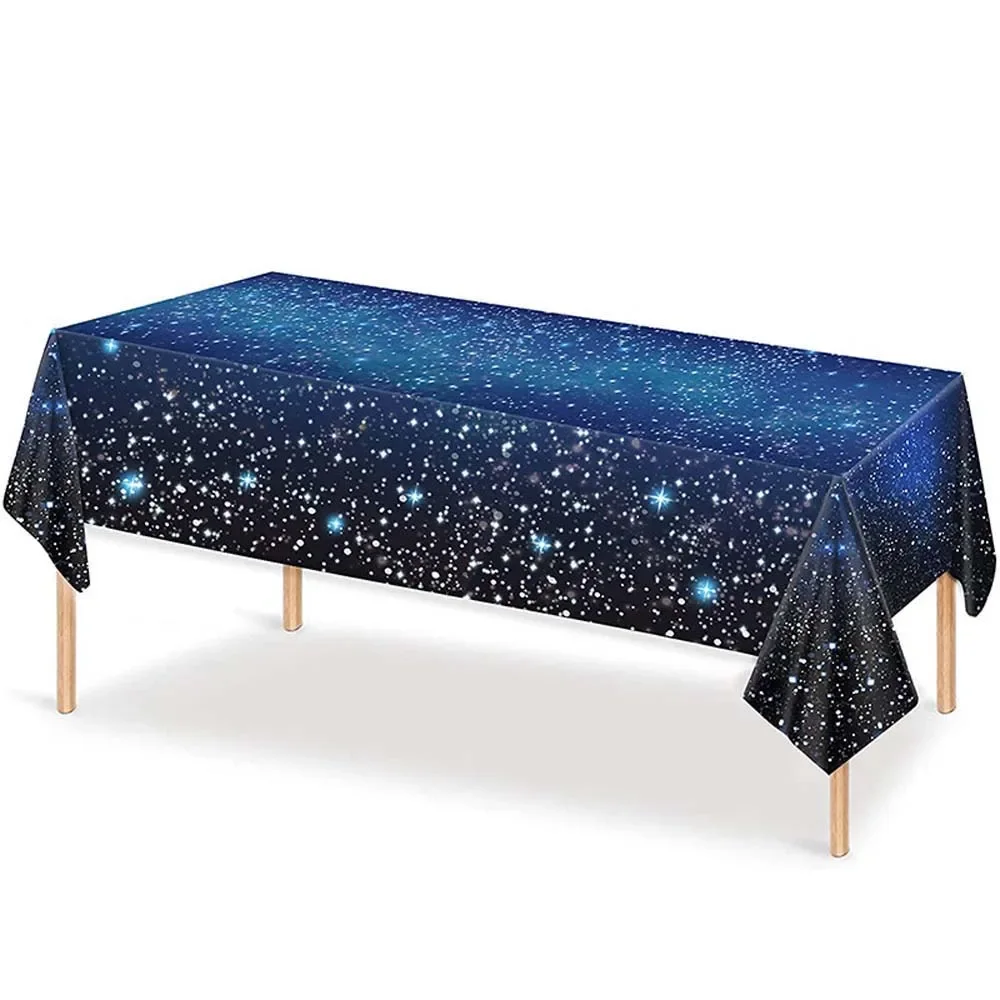 1PC Birthday Party Disposable Water Proof PVEA Tablecloth Sky Space Tablecover Star Baby Shower Party Decorations 137x274cm