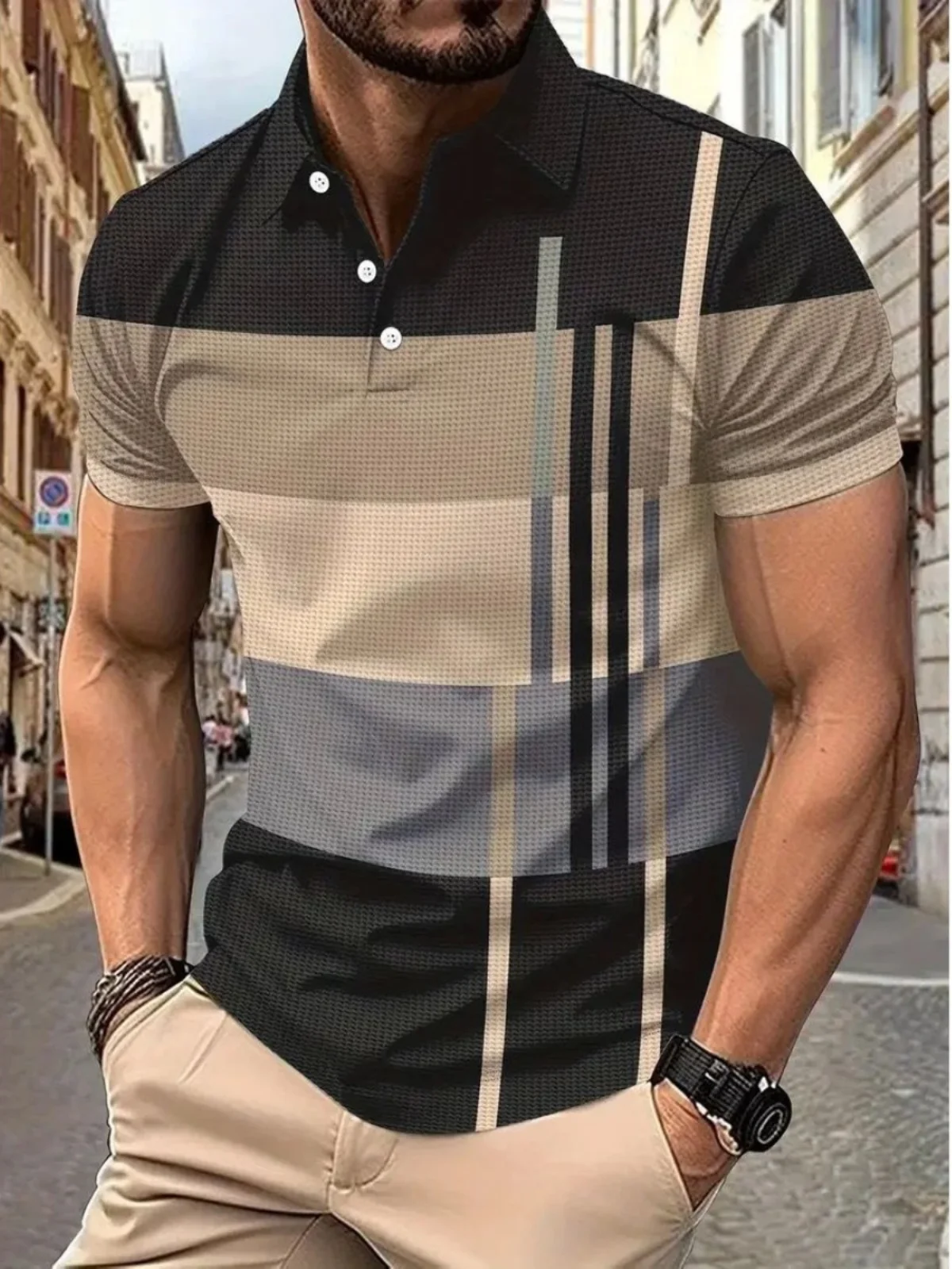 

Casual Digital Print Plaid irt 3D Printed Slim Fit ort Sve Men's Faion Autumn Wear Regular Thin Top