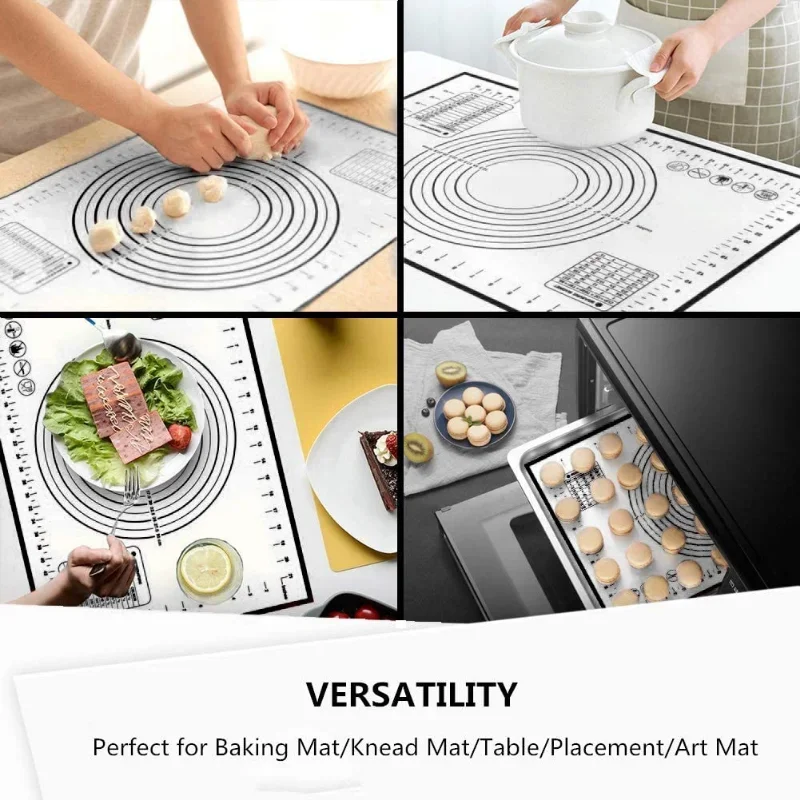 Large Size Silicone Kneading Pad Non-Stick Surface Rolling Dough Mat with Scale Kitchen Cooking Pastry Sheet Oven Liner Bakeware