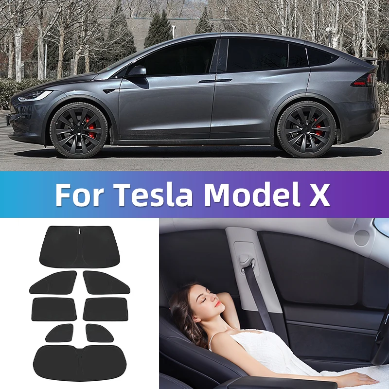 For Tesla Model X Custom Full Cover Car Window Sunshade Privacy Blind Curtain Travel camping car to sleep inside Light tight