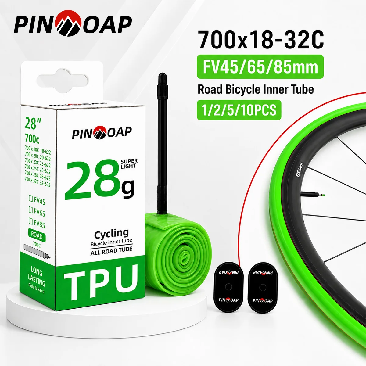 Fahrrad-Schlauch Grün Ultraleicht TPU 700x18-32C FV45/65/85MM Schlauch Premium Tragbares Ersatzteil für Fahrradzubehör – Detail 1