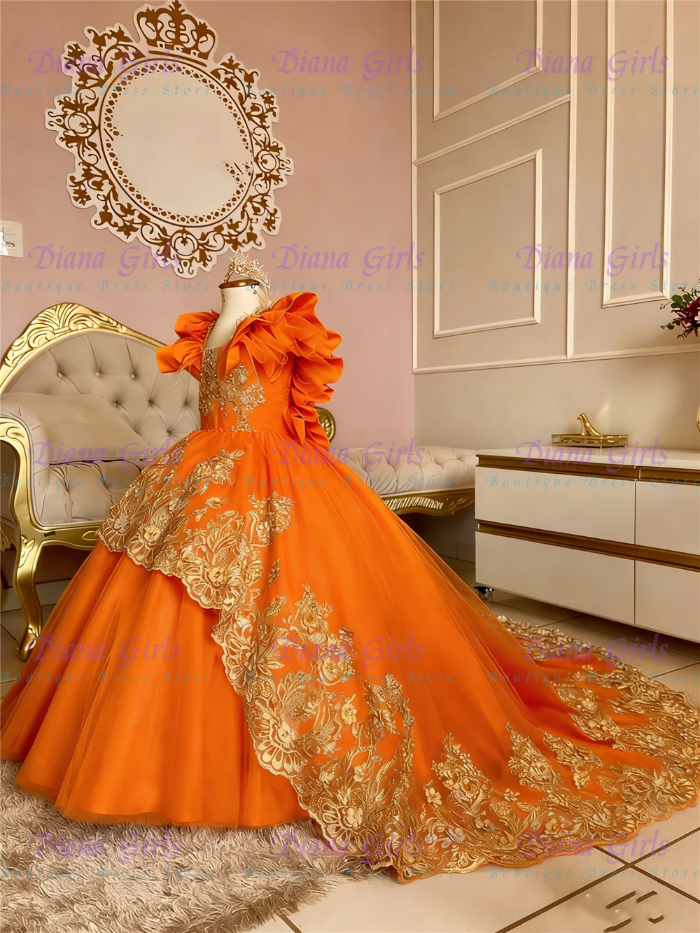 magnifique-robe-de-demoiselle-d'honneur-en-tulle-orange-moelleux-avec-appliques-dorees-pour-mariage-fete-d'anniversaire-premiere-communion-robes-de-bal