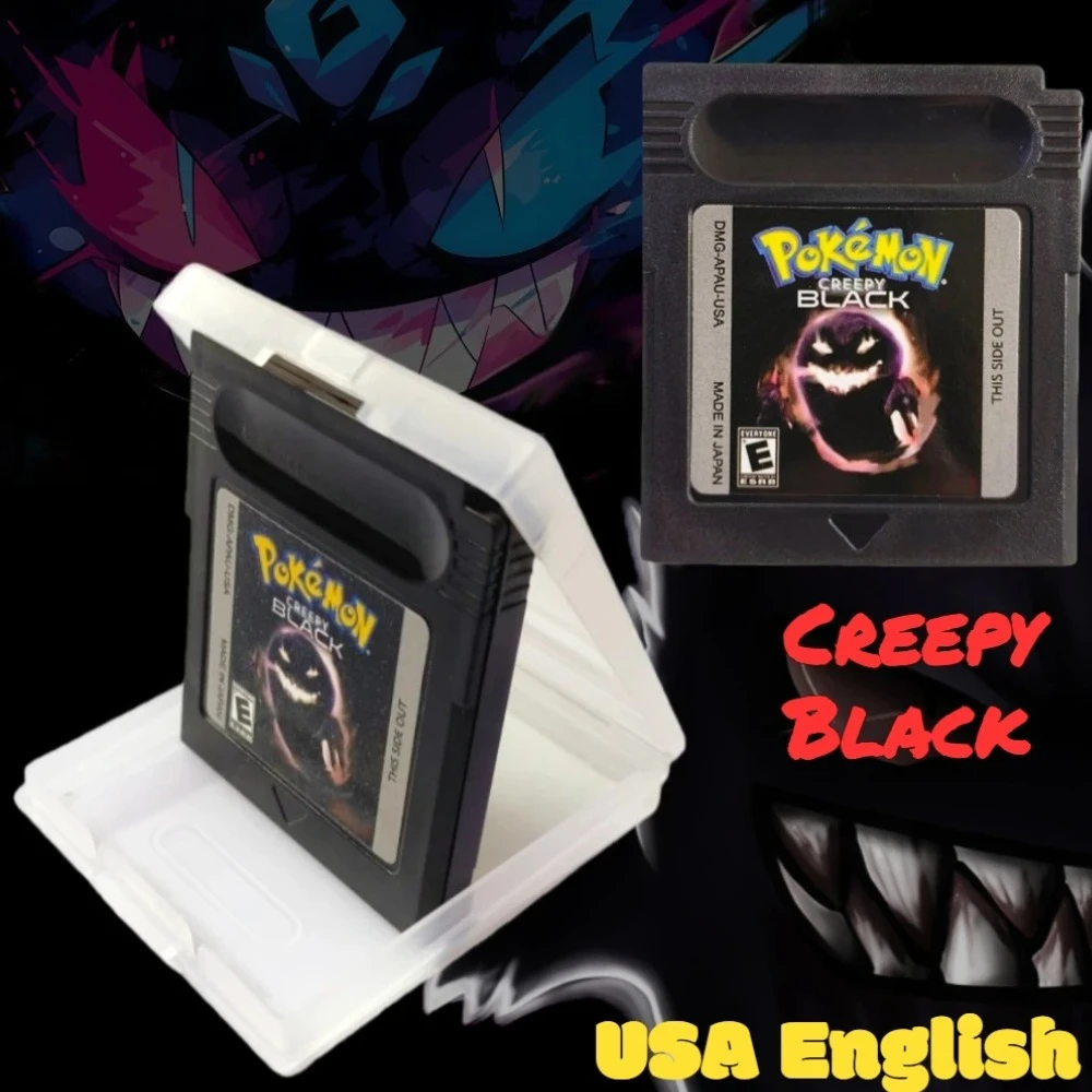 Cartouche de jeu Pokémon Creepy Black de haute qualité, version américaine, pour GBC, cartouche de jeu 16 bits, cadeau pour enfants pour un anniversaire ou Noël