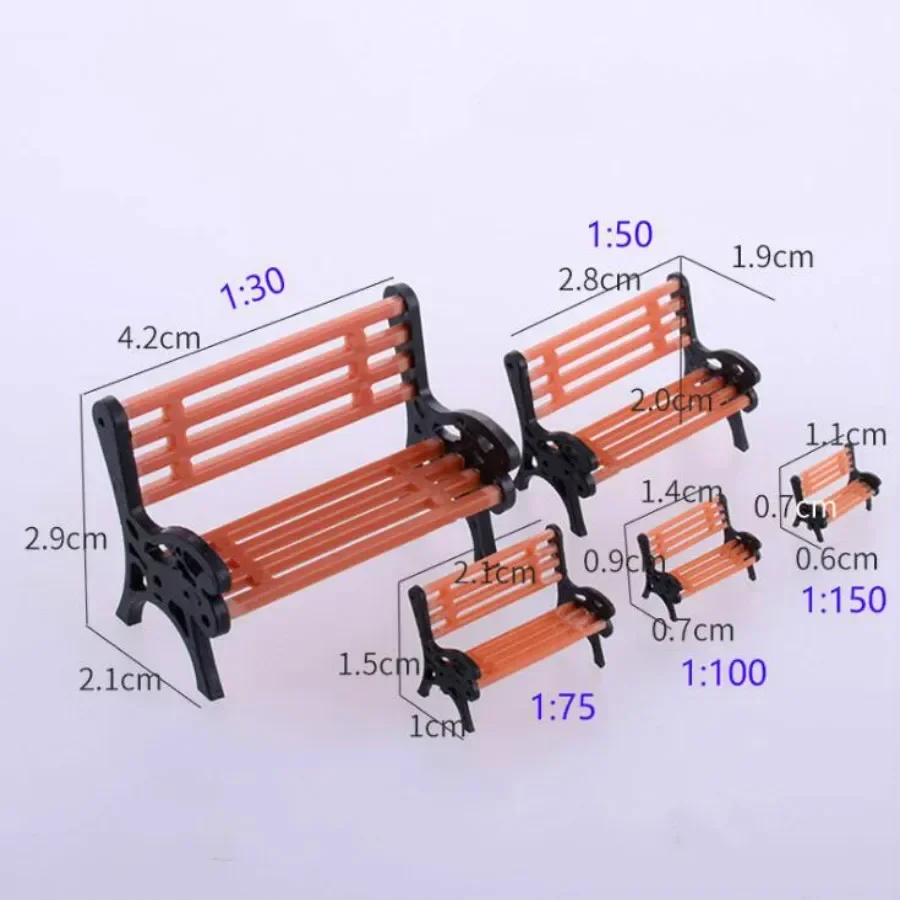 10 sztuk/partia HO N O skala ABS plastikowe DIY Model krzesło siedzisko parkowe do ogrodu kolei kolej kolej układ pociągu zabawka