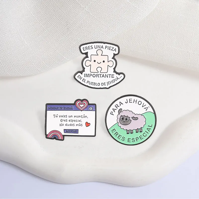 Pins Esmaltados de los Testigos de Jehová en Español, Broches con Citas Religiosas de Dibujos Animados, Joyería de Oveja para Jehová Eres Especial, Regalo para Amigos