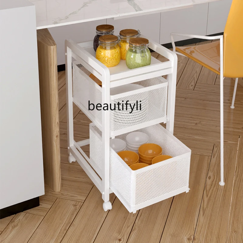 

GY Drawer-Type Kitchen Storage Rack Floor Multi-Layer Trolley Multi-Functional Gap Storage Rack Vegetable Basket Drawer Rack