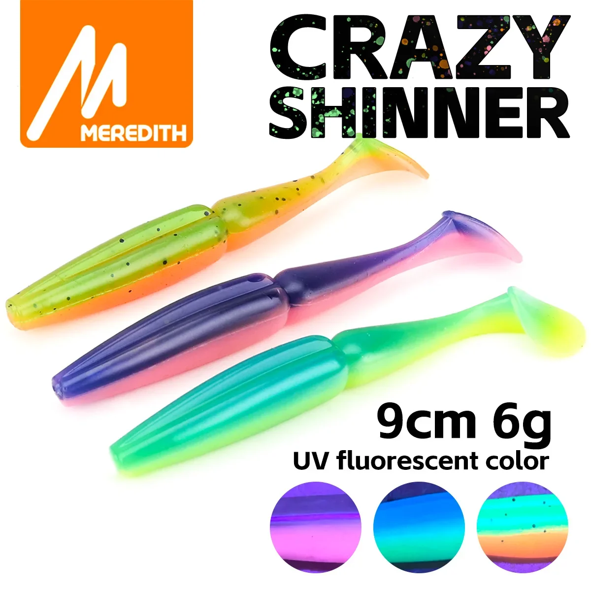 MEREDITH T Tail Soft Lure Large Turbulence Artificial Fishing Lure UV Color for Bass Wobbler for Sea or Freshwater Fishing