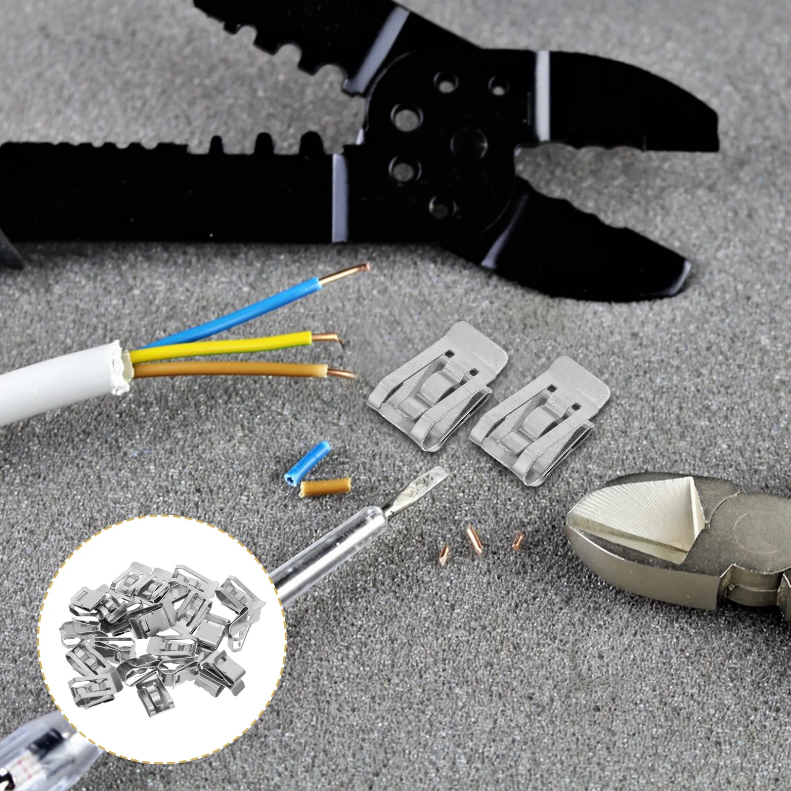 50Pcs Stainless Steel Wire Rope Clips Solar Panel Cable Clamps Easy Install Durable Corrosion Resistant Wire Clips