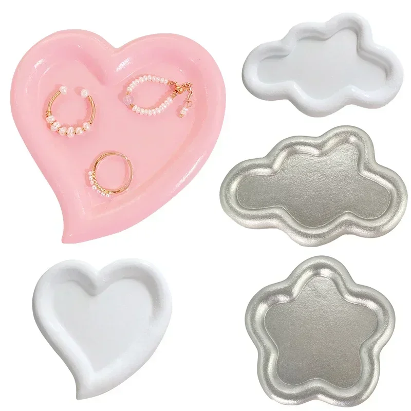 

Heart Tray Resin Simple Jewelry Display Trays Stand Earrings Rack Jewelry Plates Stall Shop Desktop Display Props Trinket Dishes