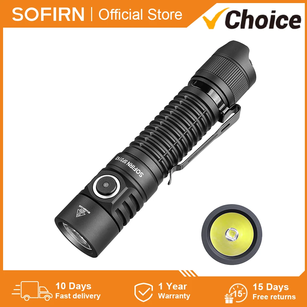 Sofirn SP31 V3.0 Powerful Tactical Flashlight 2000lm SST40 LED Torch 18650 USB C Rechargeable Light Lamp with Dual Switch