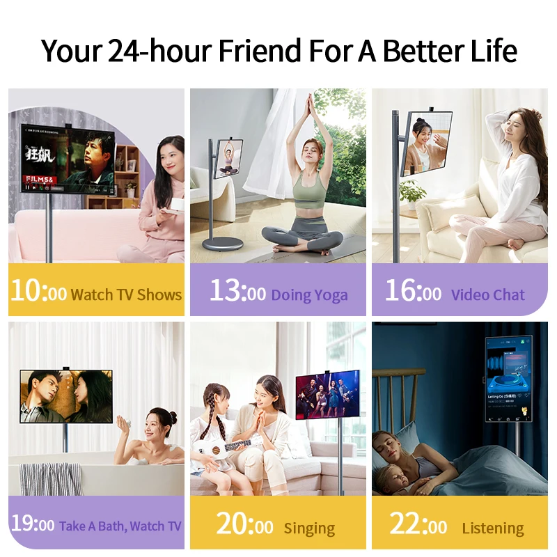 27 32 Inch Movable Touch Screen Display Wireless Smart Television Interactive Smart Tvs Built In Speaker Mobile Portable Tv