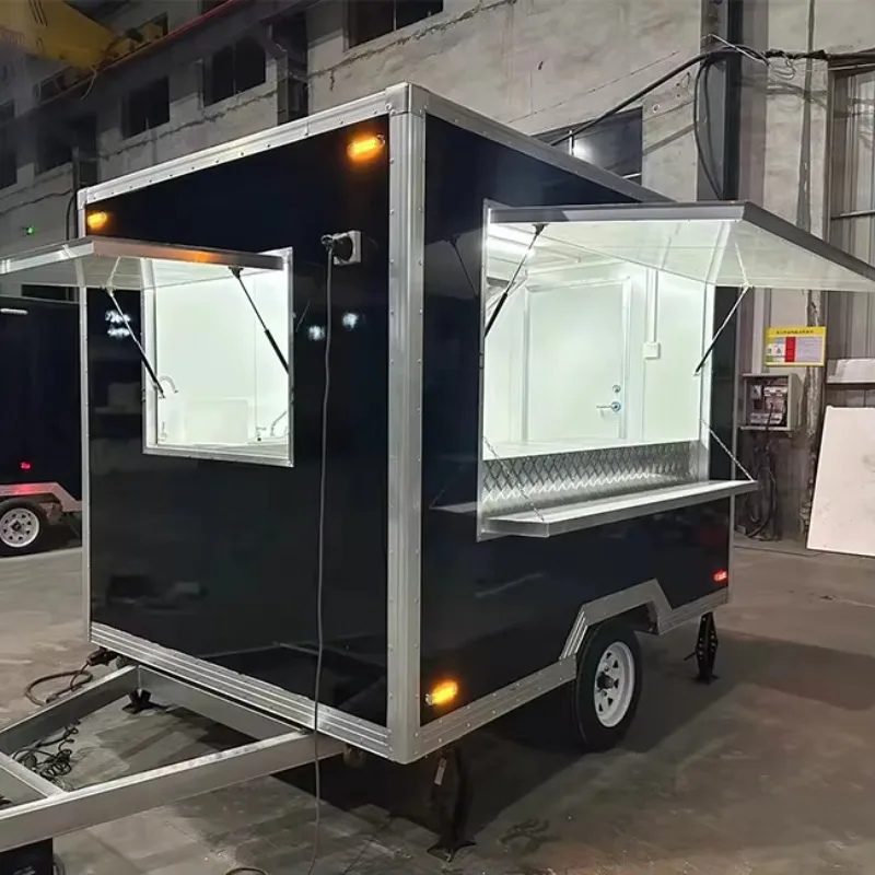 

Прицеп для пищевых продуктов на заказ с коммерческой палубой духовки и станцией для приготовления пиццы из нержавеющей стали, готовым к уличным торговом и обществуем по мероприятий