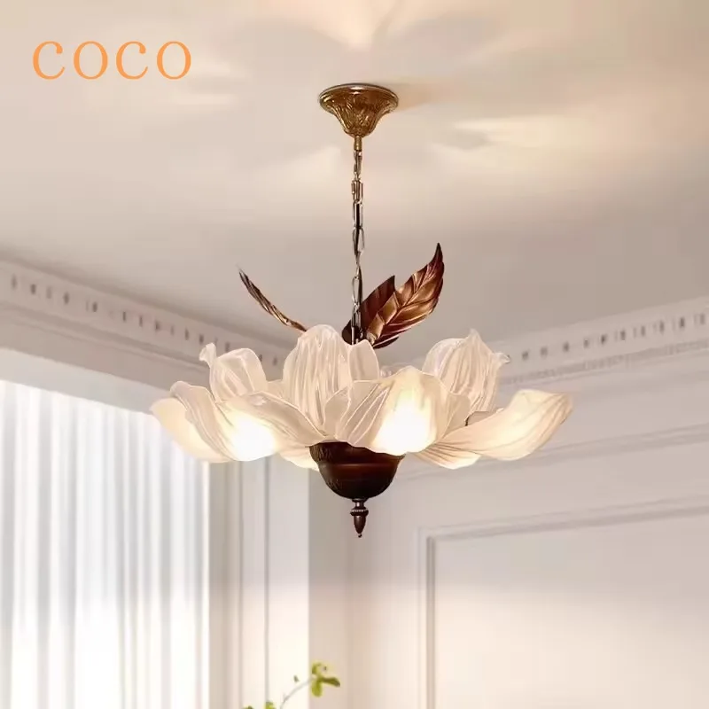 Medieval French retro petal pendant light LED living room dining room bedroom ceiling mounted home