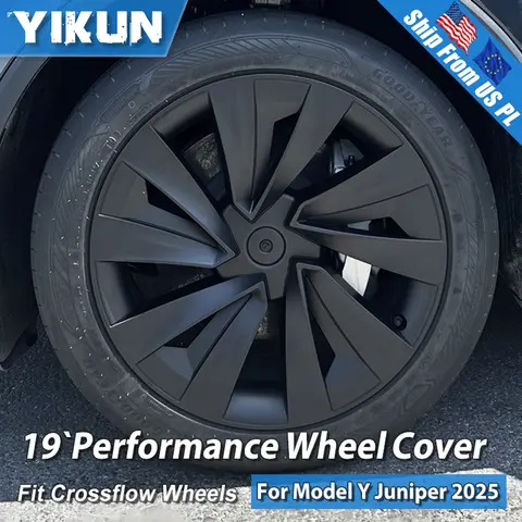 For Tesla Model Y Juniper 4PCS Wheel Cover 19 Inch Hub Cap Performance Replacement Crossflow Wheels Cap 2025 Full Rim Accessorie