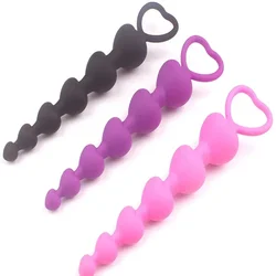 New Heart beads Soft Anal Plug anus Toys Big Balls Silicone G-Spot Stimulating Butt Plugs Adult Sex Toys For Couple / Women/men