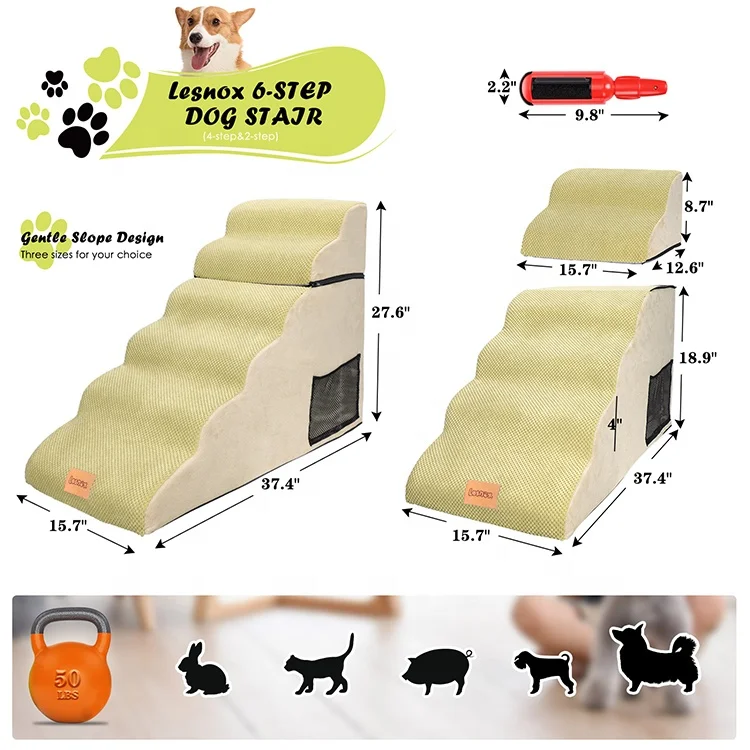 6 TIERS DOG STEPS HIGH DENSITY FOAM DOT CORDUROY WATERPROOF MACHINE WASHABLE COVER