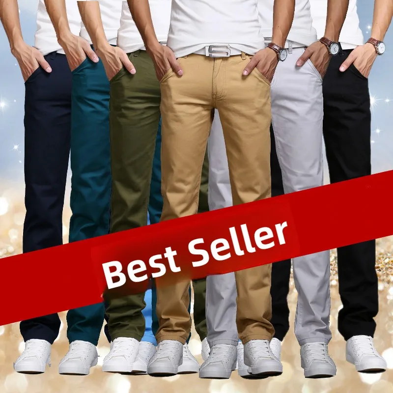 

Облегающие повседневные брюки цвета хаки, мужские прямые брюки, длинные брюки со средней талией, украшенные пуговицами, молодежная одежда в стиле Vitali, всесезонная одежда