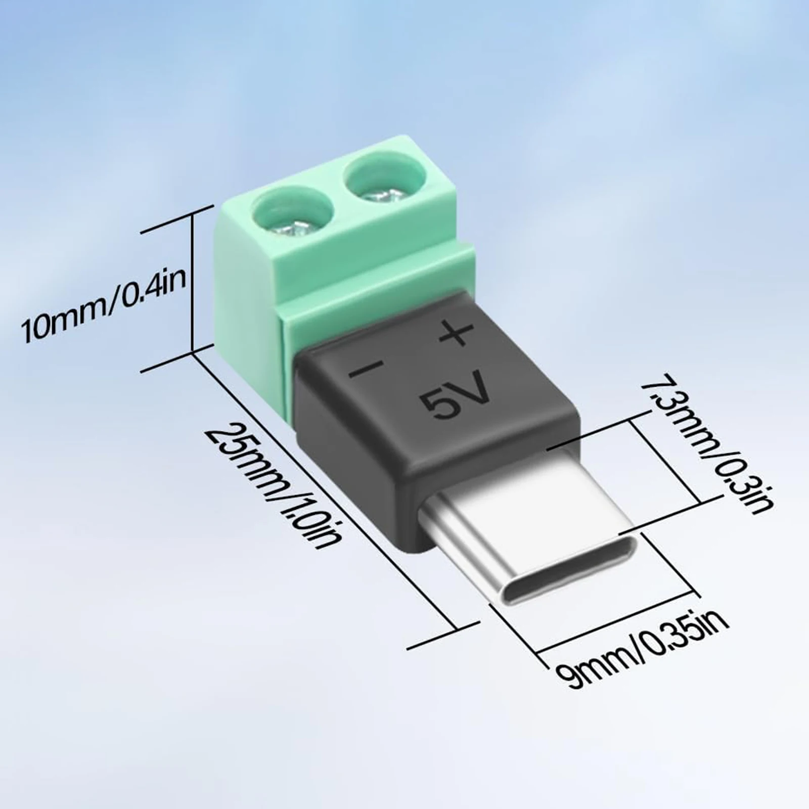 USB Type C Male To 2Pin Screw Terminal Charging Adapter 5V Type C 2Pin Solderless OTG Connector for Charging Mobile Devices Lot