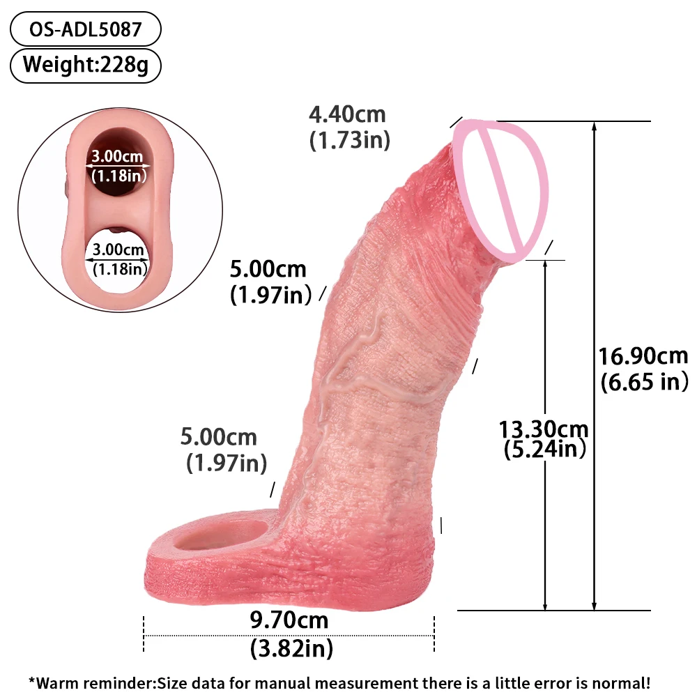 ORALSX لينة واقعية القضيب كم المكونات الشرج قابلة لإعادة الاستخدام الواقي الذكري دسار تمديد جهاز الجنس لعب للرجال تأخير القذف متعة