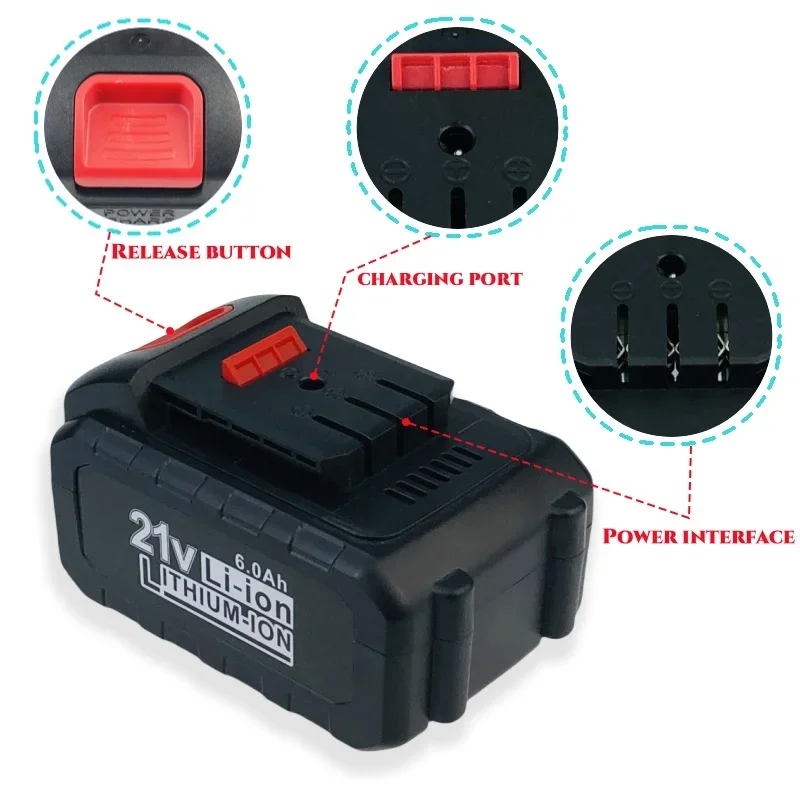 Lithium-Ionen-Akku, 21 V, 3000/6000/9000 mAh, wiederaufladbarer Elektrowerkzeug-Akku, geeignet für Dayi Akku-Elektroschrauber, Auto-Schlagschrauber