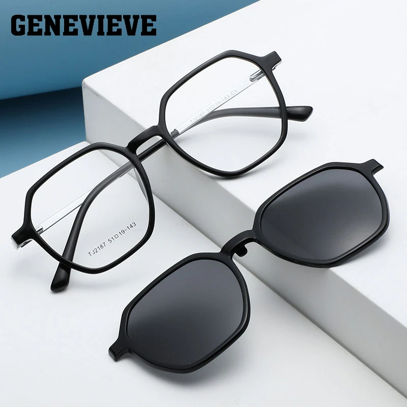 

GENEVIEVE Magnetic Clip-On Eyewear Driving Goggles Polarized Telescopic Nearsighted Customizable Prescription Data GlassesTJ2187