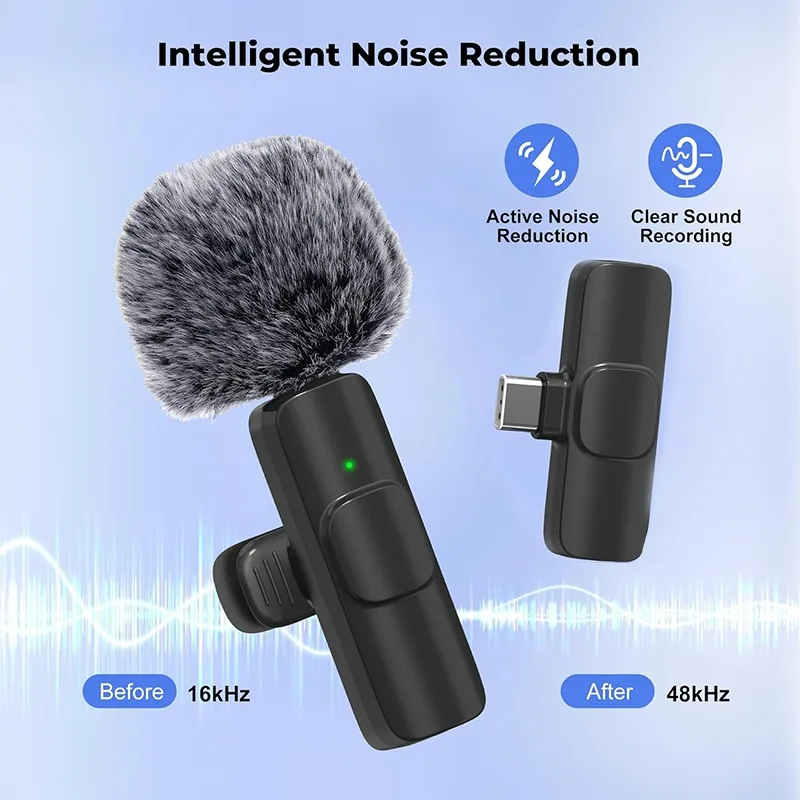 Wireless Mini Microphone For Iphone 17/16/15 Android Phones Omnidirectional Lavalier Microphone for Interviewing Video Podcasts