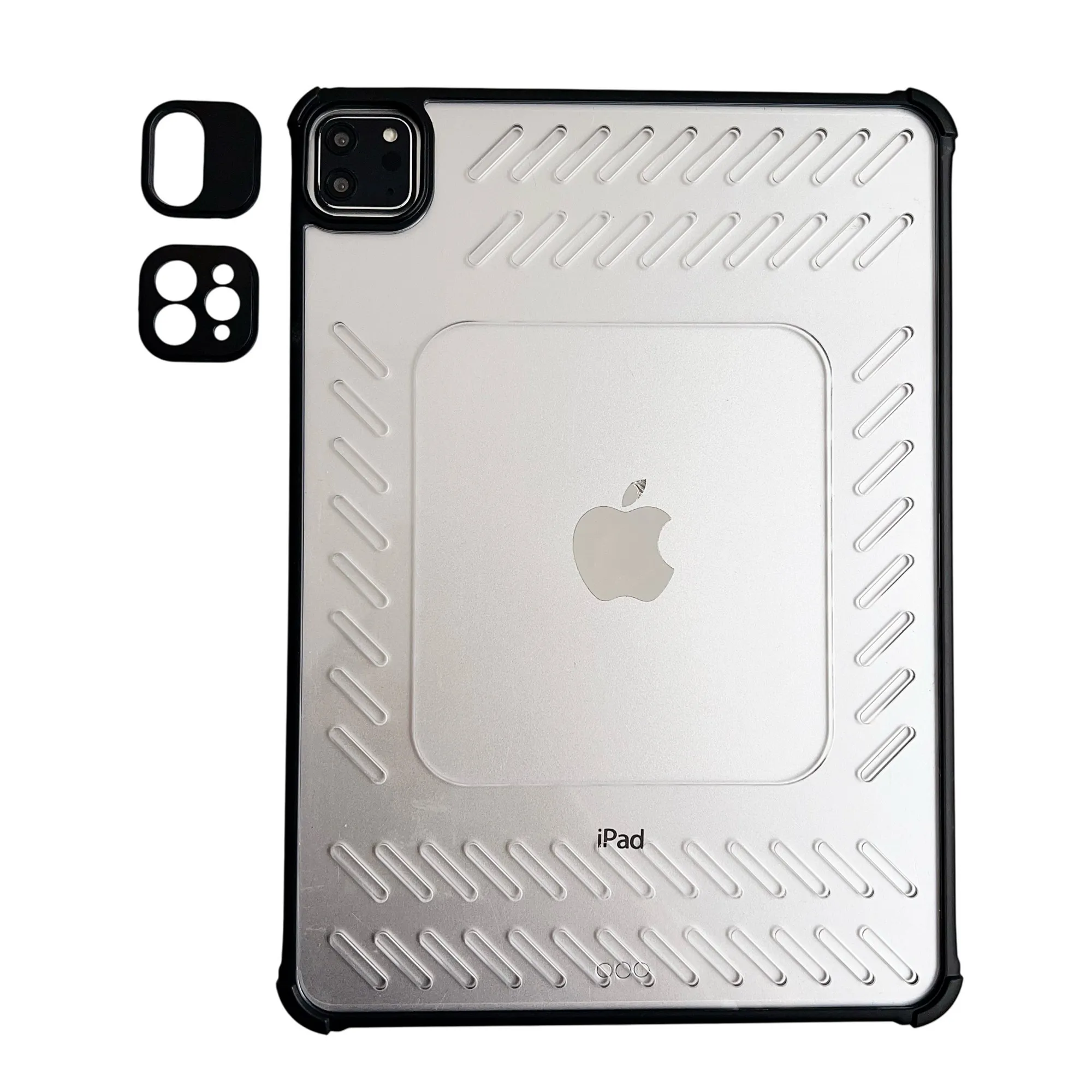 

For iPad Air (2022) / (2020) Case Hollow Frameless Ventilated TPU Acrylic Clear Tablet Cover - Black