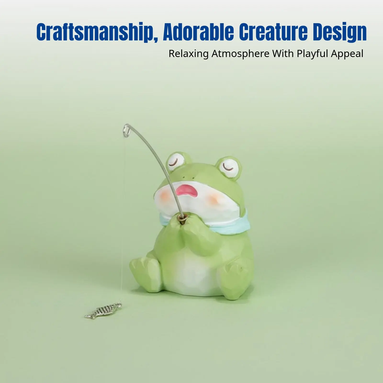 

Resin Animal Figurine, Cute Frog & Panda Fishing Ornament, Desktop Vase Incense Holder, Cartoon Garden Pond Decoration