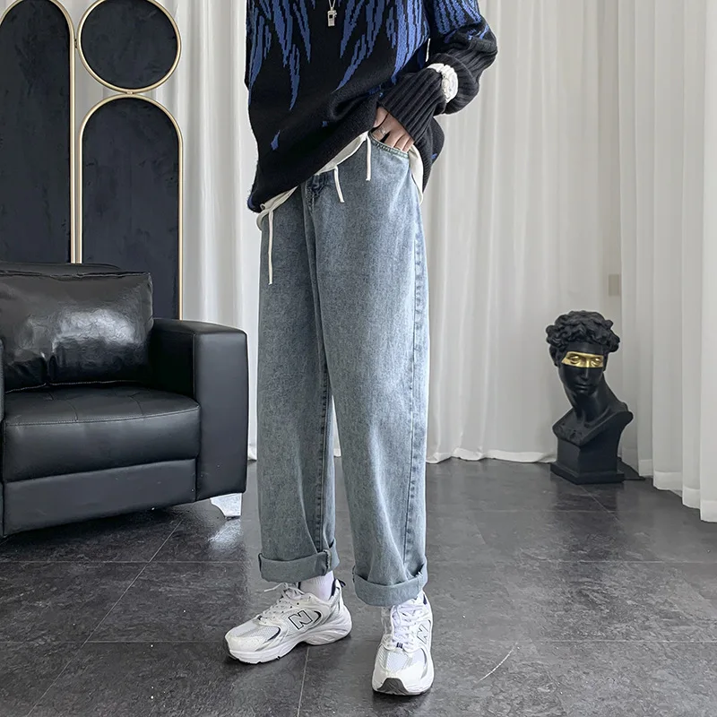 

Jeans men's trendy brand loose and versatile straight leg casual wide leg pants for spring and autumn, student long pants