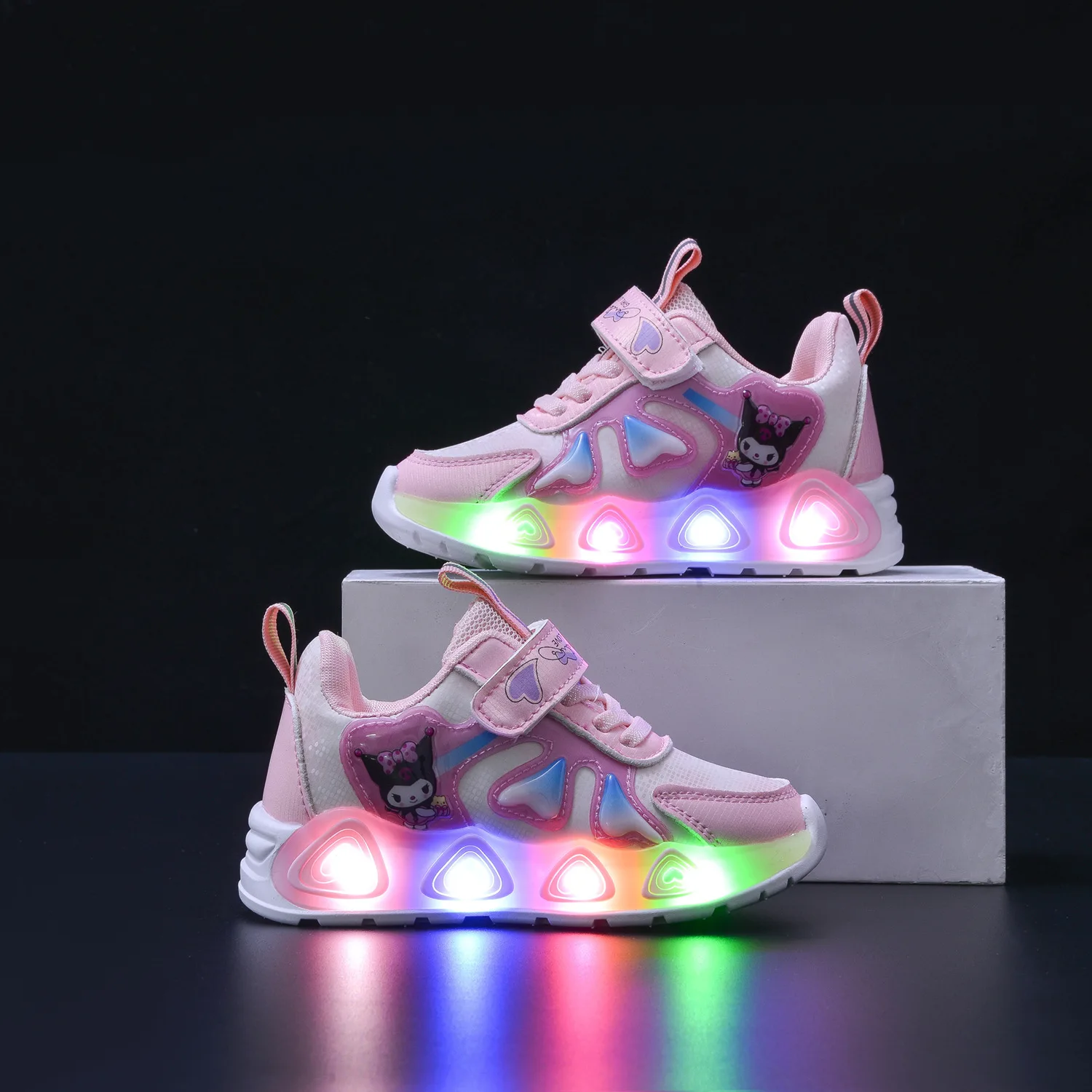 Kuromi-Children LED Lighted Sneakers, Glowing Shoes for Kids, Baby Sneakers with Luminous Sole, Boys and Girls