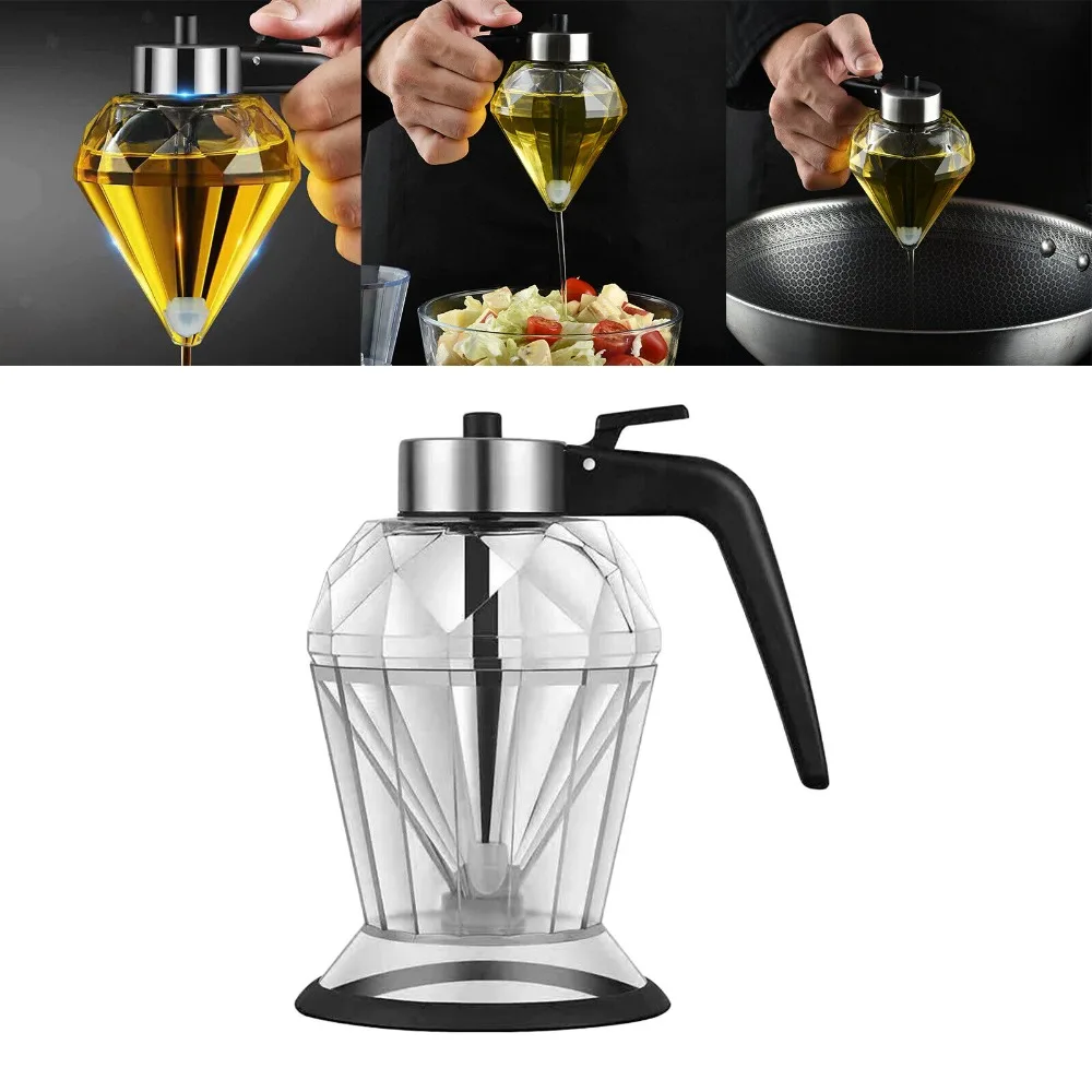 

Diamond Shaped Glass Honey Dispenser 200ml Large Capacity Multifunctional Oil Bottle Vinegar and Sauce Dispensers Kitchen Tool