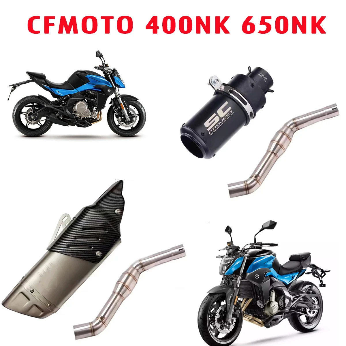

Motorcycle NK650 muffler middle tail exhaust fittings exhaust pipe muffler carbon fiber cover FIT FOR CFMOTO 400NK 650NK NK 650