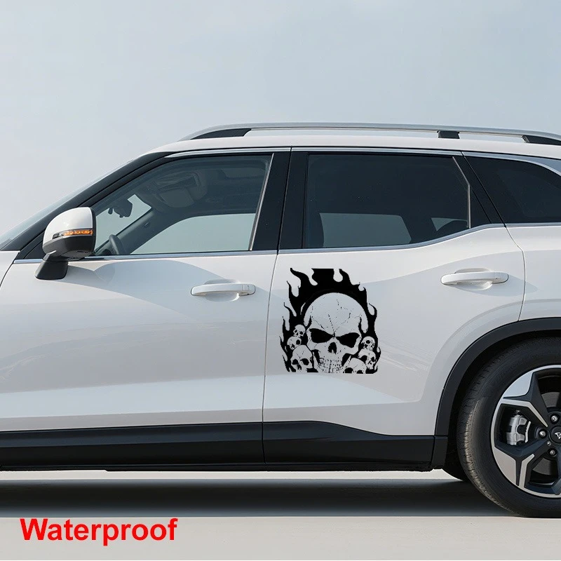 1PC Skull & Flame Dark Punk Decor Selbstklebend (15cm) für Auto Laptop Motorrad Erstellen Sie die Anpassung