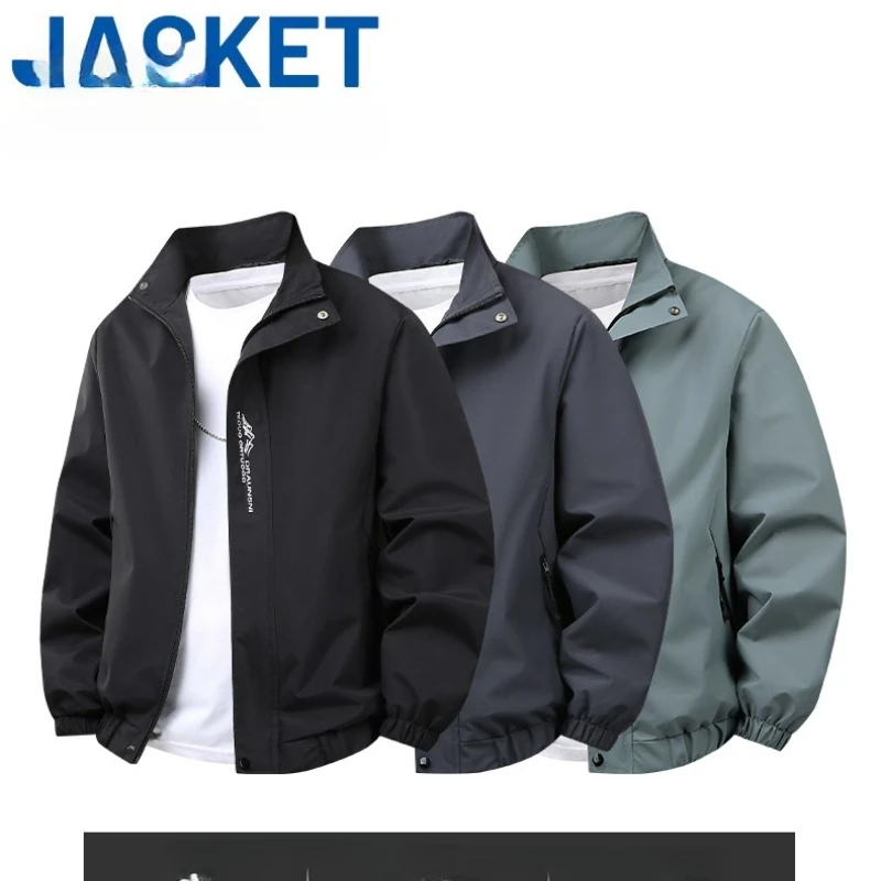 

Man Leisure Bomber Jacket New Spring Autumn Letter Print Stand Collar Aviator Coat Men's Zipper Pocket Fashion Windproof Jackets