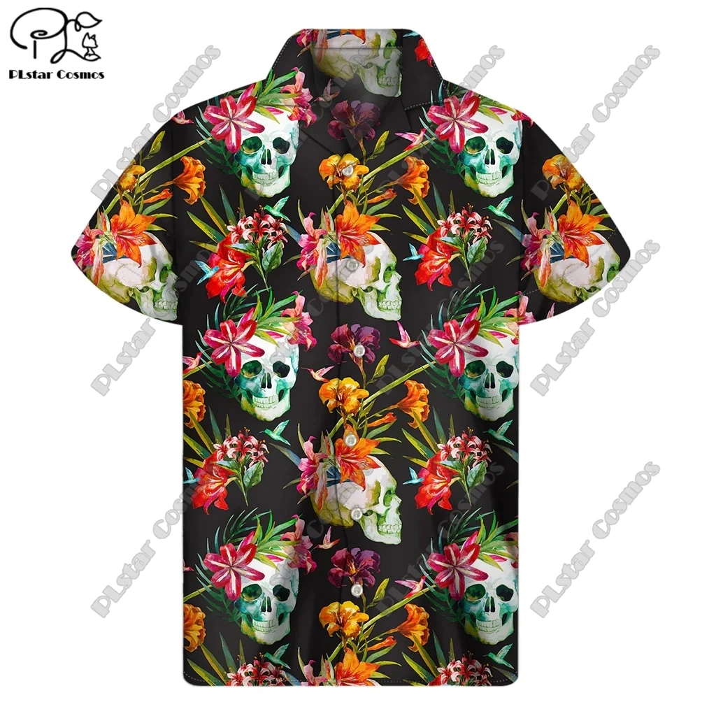 Plstar kosmos 3d druck 2023 neues sommer männer hemd kurz ärmel iges hemd horror skull street lose 5xl design hemd serie 1