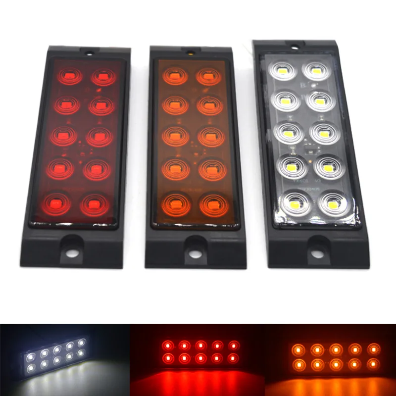 10LED kamyon kenar ışıkları römork sinyal ışıkları 12-24V kamyon park lambaları dikdörtgen kırmızı, beyaz ve sarı