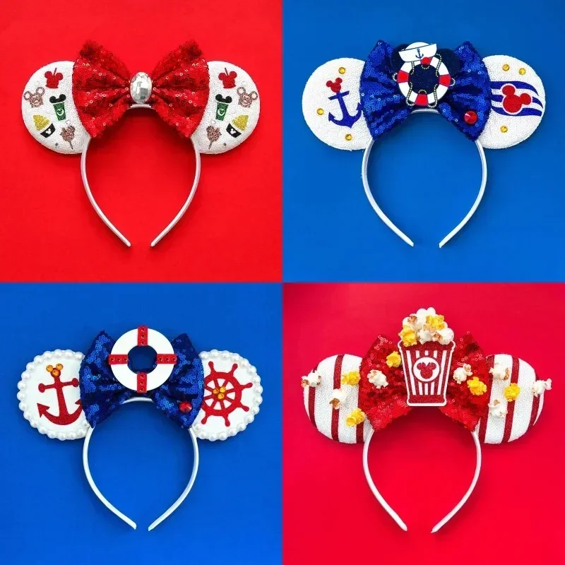 Disney Minnie Mouse Hairband per ragazza anime Mickey fasce bambini adulto Cosplay Bow accessori per capelli donna paillettes copricapo